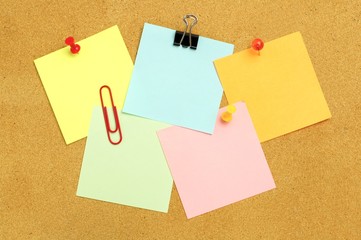 Various Blank Post It Notes With Tacks On Bulletin Board Wall Mural Jenifoto