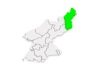 Map of Hamgyong. North Korea.