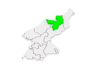 Fototapeta premium Map of Yangkang. North Korea.