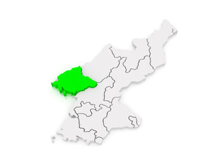 Map of Pyongan. North Korea.