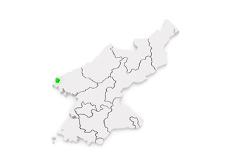 Fototapeta premium Map of Sinuiju. North Korea.