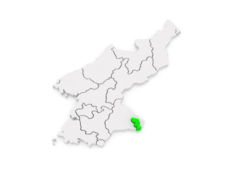 Map of Kumgang. North Korea.
