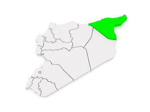 Map of Hasakah. Syria.