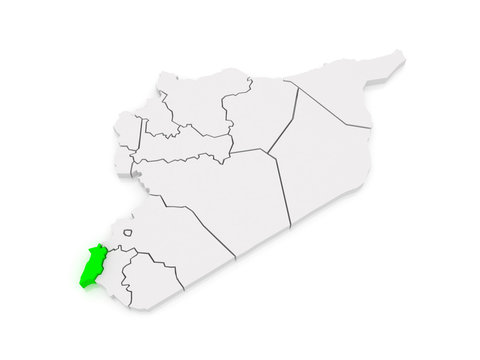 Map of Quneitra. Syria.