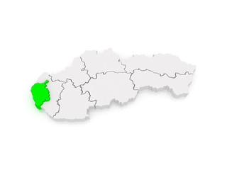 Map of Bratislava Region. Slovakia.