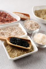 Different sea salt close up