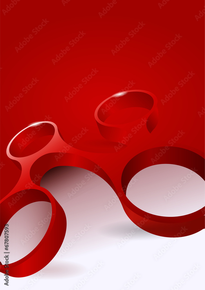 Fototapete vector abstract red background with modern 3d shape