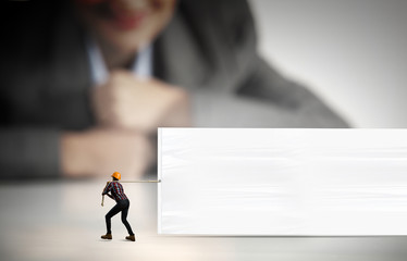 Obraz premium Builder with banner