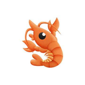 shrimp cartoon is animal in underwater to sea of paper cut