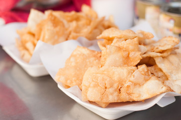 Dessert style of fried Roti with banana cooking on the street in