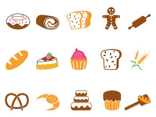 color bakery icons set
