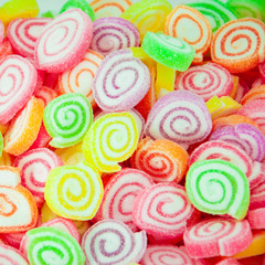 Fototapeta na wymiar Assortment of colorful fruit jelly candy
