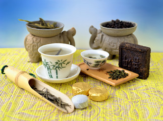 Obraz na płótnie Canvas The composition of different kinds of tea