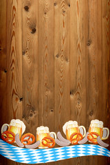 Oktoberfest banner on old wooden texture