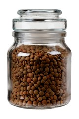 closed jar with lentils. isolated on white background