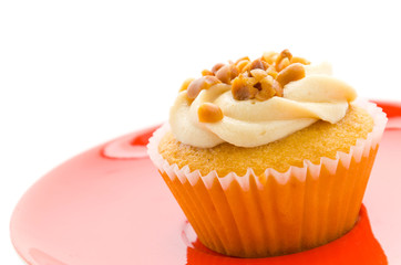 Nuts cupcake isolated on white background