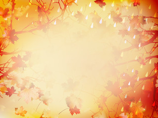 Naklejka na ściany i meble Autumnal Background with maple leaves. EPS 10