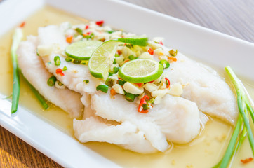 Steamed basa fish