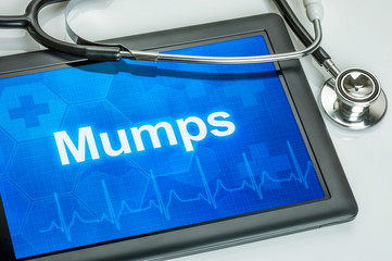 Tablet mit der Diagnose Mumps auf dem Display