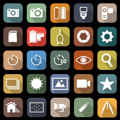 Camera flat icons with long shadow