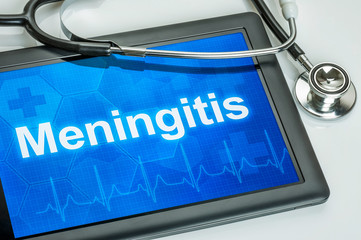 Tablet mit der Diagnose Meningitis auf dem Display
