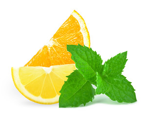 orange with lemon and mint