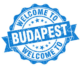 welcome to Budapest blue vintage isolated seal