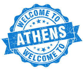 welcome to Athens blue vintage isolated seal