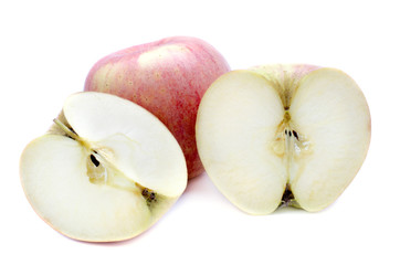 Naklejka na ściany i meble Red apple fruit and Haft of apple