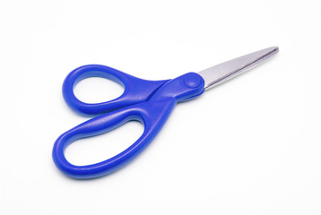 Blue Plastic and Stainless Steel Scissors