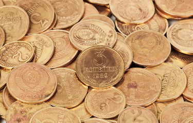 Old  dirty USSR coins closeup