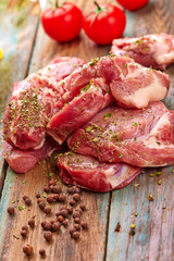 Meat over wooden background