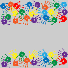Card with colorful handprints