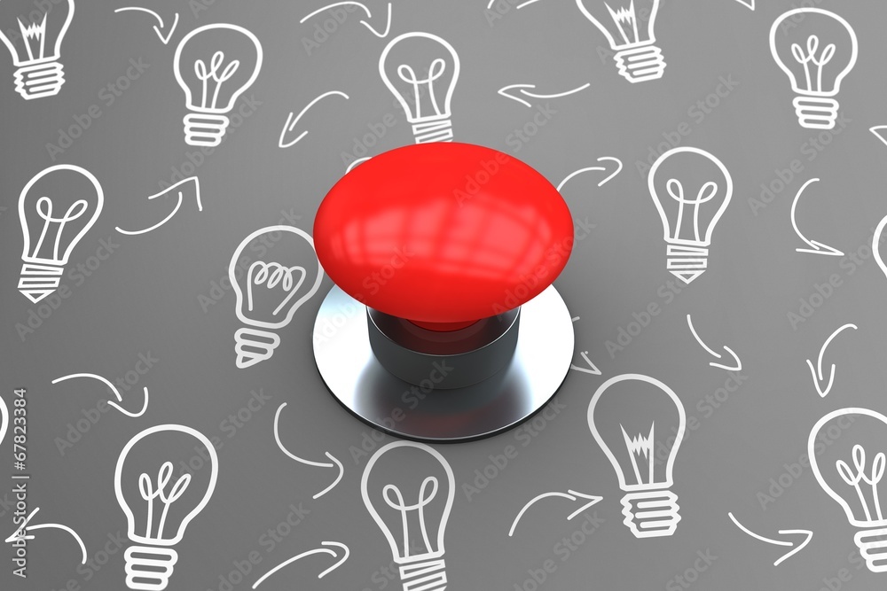 Poster Composite image of digitally generated red push button