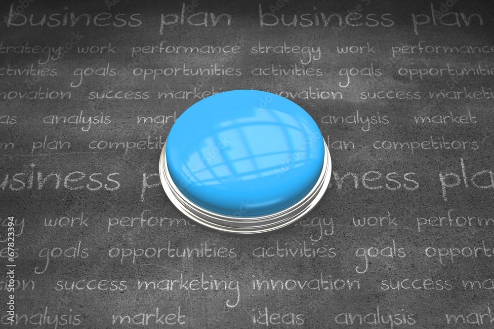 Poster Composite image of shiny blue push button