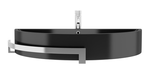 black ceramic bathroom sink isolated on white background