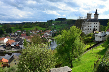 Fototapeta na wymiar Village Rožmberk- Rosenberg with castle view and around