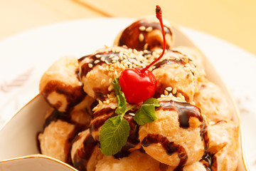 profiteroles with chocolate