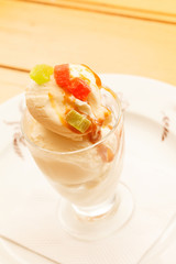 ice cream and tropical fruits