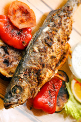 grilled fish with vegetables