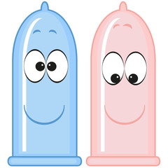 Condoms, cartoon.