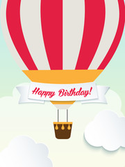 Happy birthday retro vintage balloons greeting card illustration