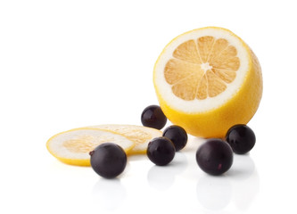 Lemon and blackberries fruits
