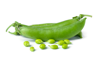 fresh green peas isolated on a white background