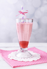 Glass of raspberry smoothie drink
