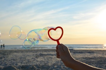 Sommer Grußkarte - Seifenblasen am Meer - Sommer Urlaub Strand