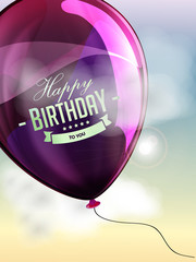 Happy birthday balloons greeting card violet illustration