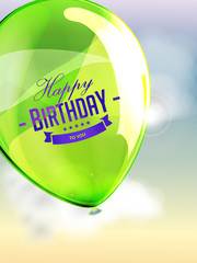 Happy birthday balloons greeting card green illustration