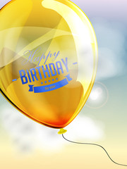 Happy birthday balloons greeting card yellow illustration