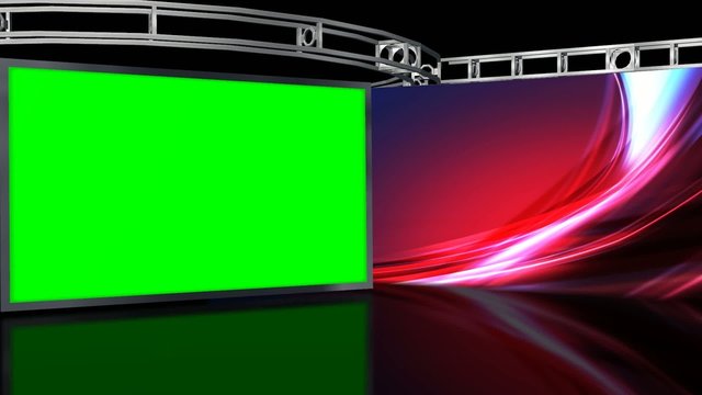 Virtual Studio Background with green screen Wall